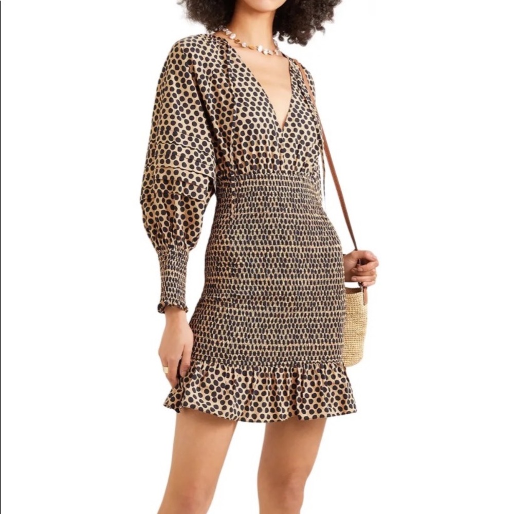 RHODE Anya shirted Polka-dot cotton-voile mini dress